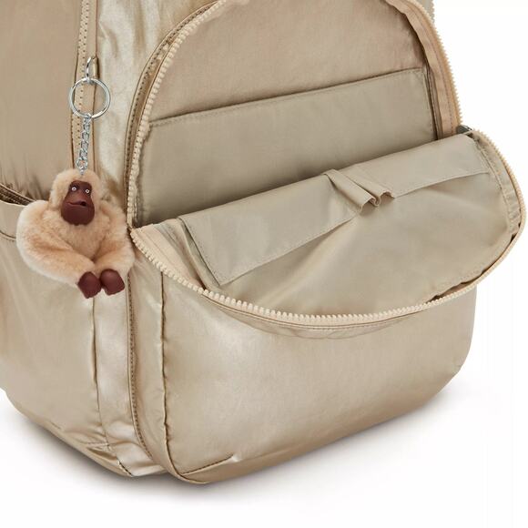 NWT Kipling Seoul Extra Large Metallic 17" Laptop Backpack in Starry Gold - Picture 4 of 10